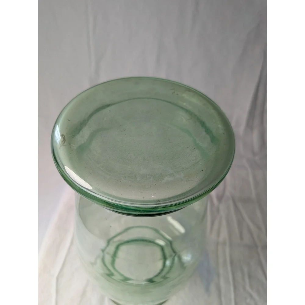 Vintage Light Green Glass Urn Vase Flared Rim Pedestal Base 10.5 Inch